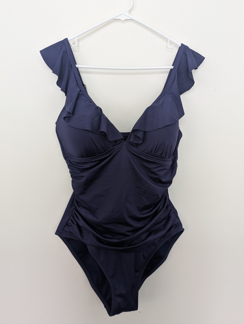 Liz Claiborne Swimsuit Ruffle V Neck Adjustable NWT  12 - Picture 2 of 7